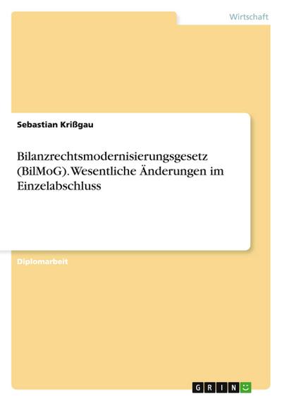 Bilanzrechtsmodernisierungsgesetz (BilMoG). Wesentliche Änderungen im Einzelabschluss - Sebastian Krißgau