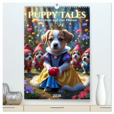 Puppy Tales - Märchen auf vier Pfoten (hochwertiger Premium Wandkalender 2026 DIN A2 hoch), Kunstdruck in Hochglanz