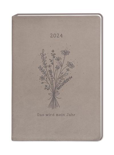 Terminplaner Das wird mein Jahr Lederlook A6 - Taupe 2024
