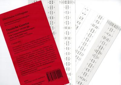 Schönfelder Griffregister Nr. 241, 8. Aufl. 2014: Gesetzesnamen OHNE §§ (2014) 153 mit sämtlichen Gesetzesabkürzungen (BGB, StGB, ZPO) bedruckte ... über alle Gesetze der Sammlung Schönfelder.