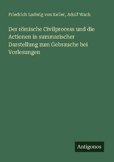 Der römische Civilprocess und die Actionen in summarischer Darstellung zum Gebrauche bei Vorlesungen
