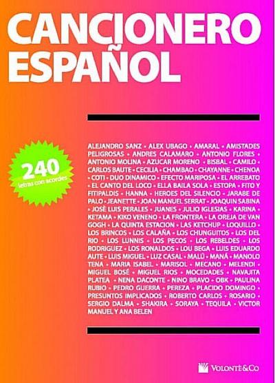 Cancionero Espanol: 240 letras con acordessongbook lyrics/chord symbols/guitar chord boxes