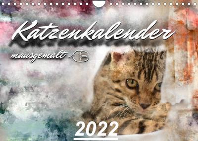 Katzenkalender mausgemalt (Wandkalender 2022 DIN A4 quer)