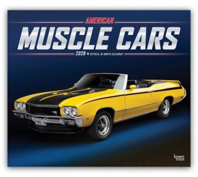 American Muscle Cars Official 2026 14 X 24 Inch (Hanging) Monthly Deluxe Wall Calendar Foil Stamped Cover Plastic-Free