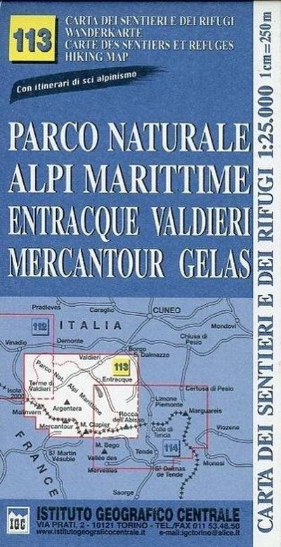 IGC Italien 1 : 25 000 Wanderkarte 113 Alpi Marittime