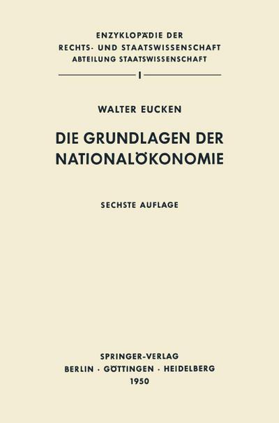 Die Grundlagen der Nationalökonomie