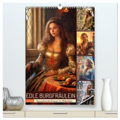 Edle Burgfräulein (hochwertiger Premium Wandkalender 2026 DIN A2 hoch), Kunstdruck in Hochglanz