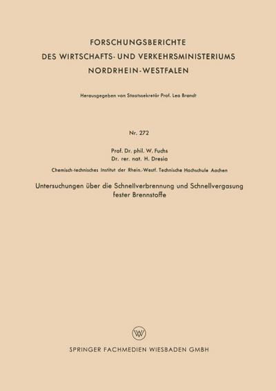 Untersuchungen über die Schnellverbrennung und Schnellvergasung fester Brennstoffe