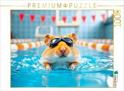 CALVENDO Puzzle Schwimm-Hamster - tierischer Puzzlespaß mit KI-Zauber | 1000 Teile Lege-Größe 64x48cm Foto-Puzzle für glückliche Stunden