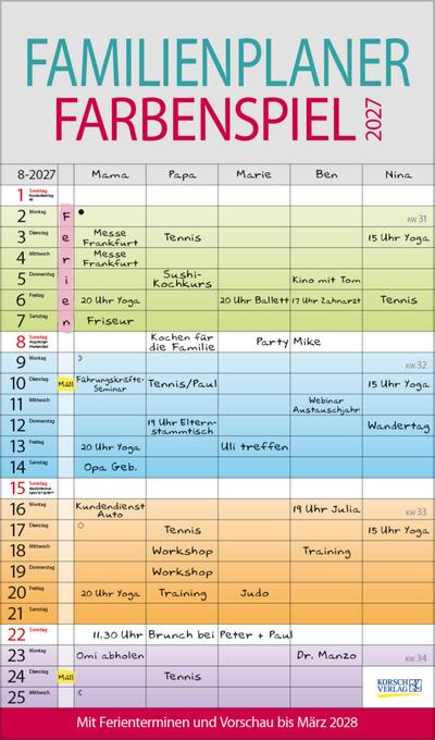 Familienplaner Farbenspiel 2027