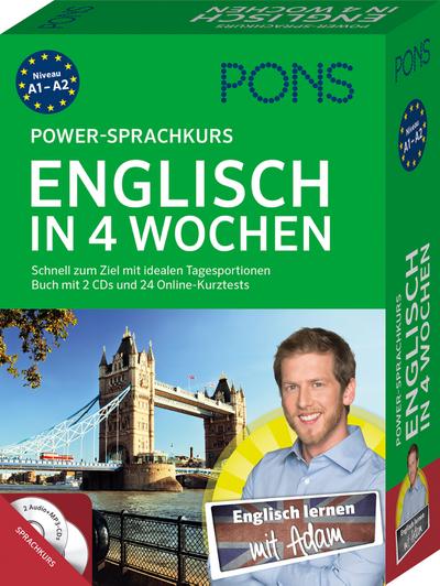 PONS Power-Sprachkurs Englisch in 4 Wochen: Schnell zum Ziel mit idealen Tagesportionen. Buch mit 2 CDs und 24 Online-Kurztests