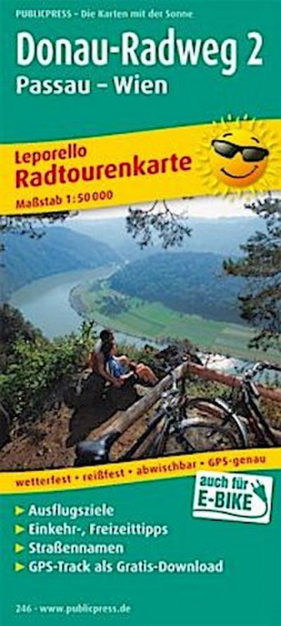 PublicPress Radwanderkarte Donau-Radweg. Passau - Wien. Leporello
