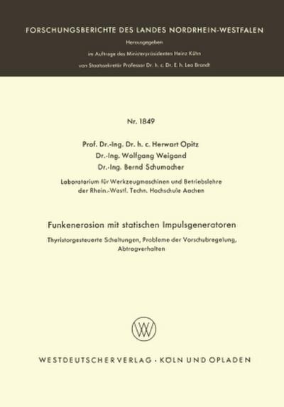 Funkenerosion mit statischen Impulsgeneratoren