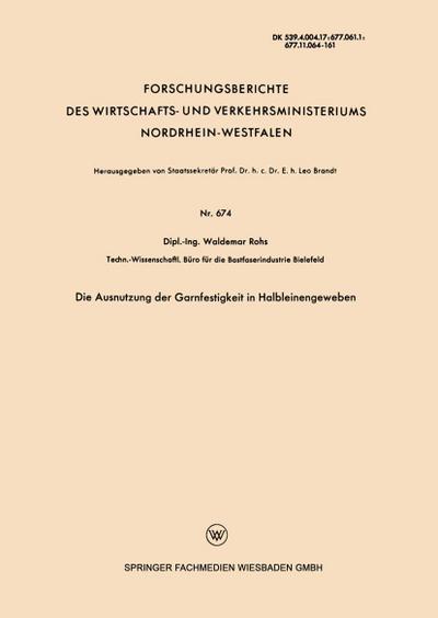Die Ausnutzung der Garnfestigkeit in Halbleinengeweben