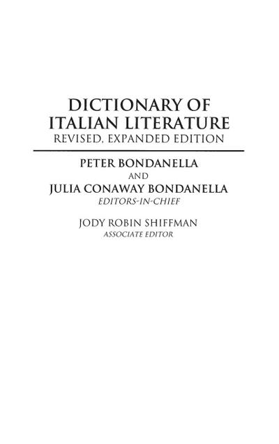 Dictionary of Italian Literature