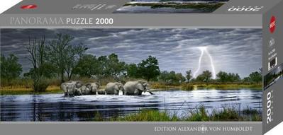 Heye 29508 - Panoramapuzzle, Alexander von Humboldt, Herd Elephant, 2000 teile