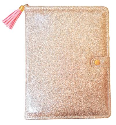 Snap Journal: Gold Glitter - Hardcover-Notizbuch/Tagebuch/Memo mit stabiler Ringbindung und Druckknopf