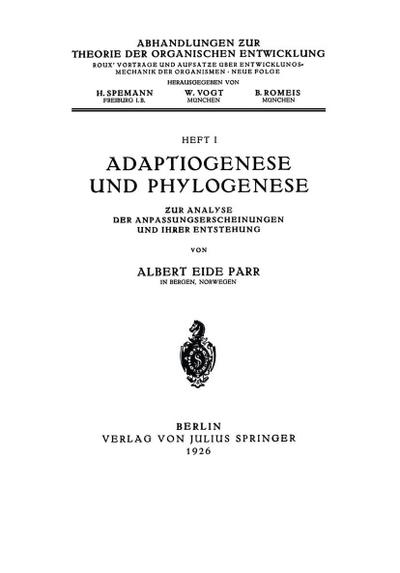Adaptiogenese und Phylogenese