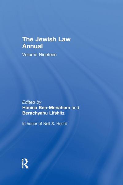The Jewish Law Annual Volume 19
