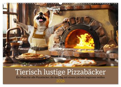 Tierisch lustige Pizzabäcker (Wandkalender 2026 DIN A2 quer), CALVENDO Monatskalender