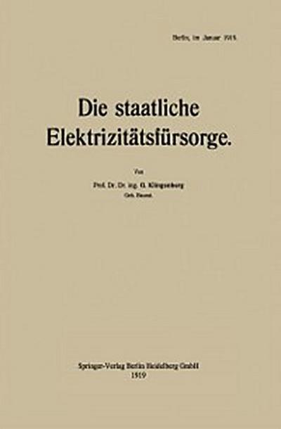 Die staatliche Elektrizitätsfürsorge