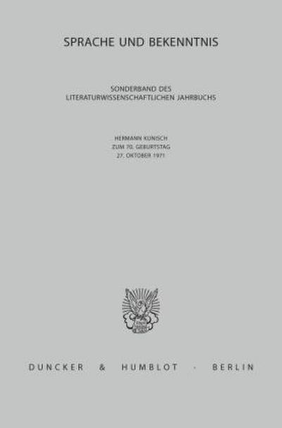 Sprache und Bekenntnis.