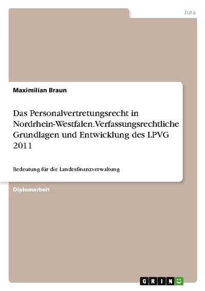 Das Personalvertretungsrecht in Nordrhein-Westfalen. Verfassungsrechtliche Grundlagen und Entwicklung des LPVG 2011
