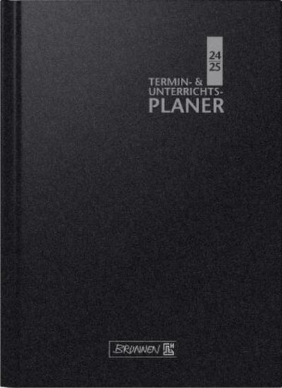 Termin- & Unterrichtsplaner (2024/2025), 2 Seiten = 1 Woche, A4, 224 Seiten, Baladek-Einband, schwarz