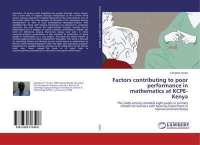 Factors contributing to poor performance in mathematics at KCPE- Kenya