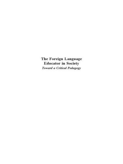 The Foreign Language Educator in Society