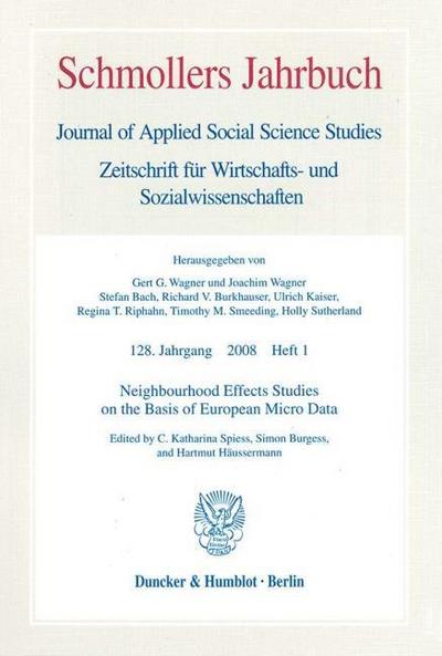 Neighbourhood Effects Studies on the Basis of European Micro Data.