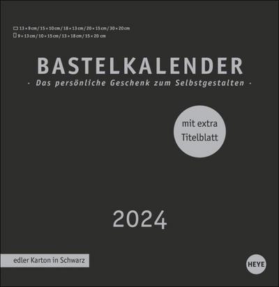 Bastelkalender 2024 Premium schwarz groß. Blanko-Kalender zum Basteln mit extra Titelblatt für eine persönliche Gestaltung. Foto- und Bastelkalender 2024.
