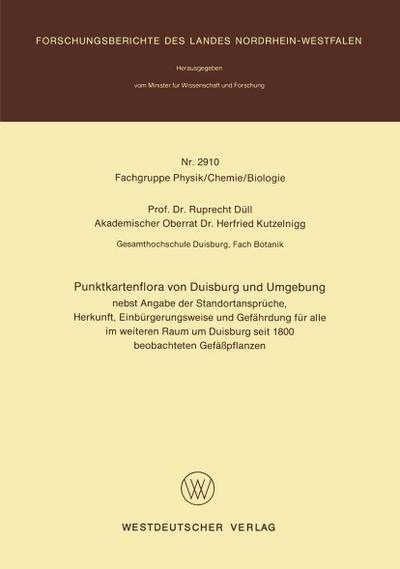 Punktkartenflora von Duisburg und Umgebung