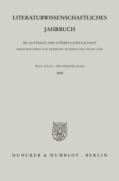 Literaturwissenschaftliches Jahrbuch.. Bd.20/1979