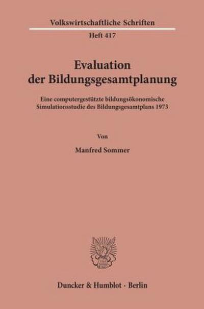 Evaluation der Bildungsgesamtplanung.