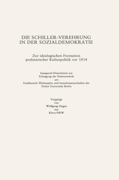Die Schiller-Verehrung in der Sozialdemokratie