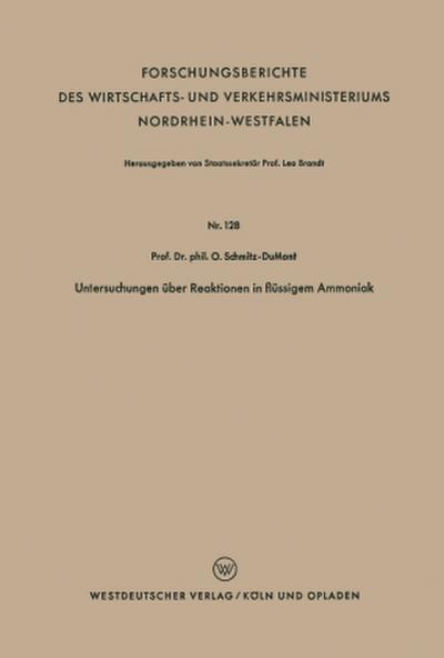 Untersuchungen über Reaktionen in flüssigem Ammoniak