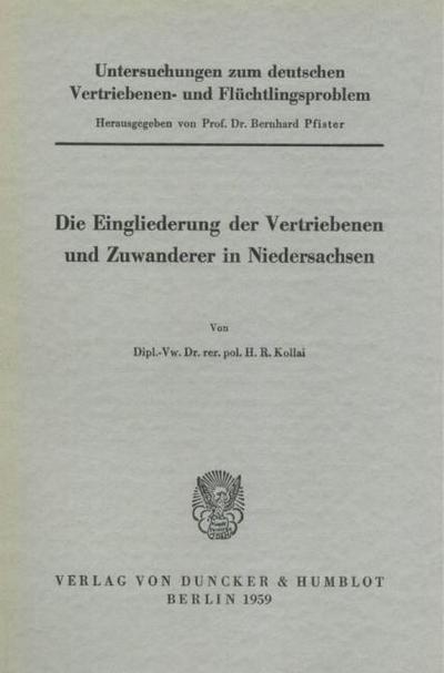 Untersuchungen zum deutschen Vertriebenen- und Flüchtlingsproblem.