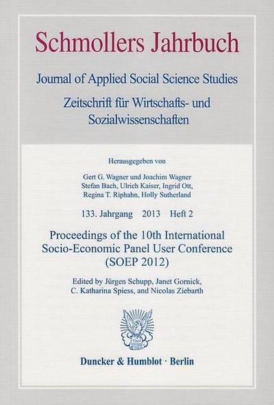 Proceedings of the 10th International Socio-Economic Panel User Conference (SOEP 2012).
