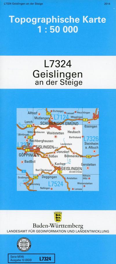 Topographische Karte Baden-Württemberg, Zivilmilitärische Ausgabe - Geislingen an der Steige