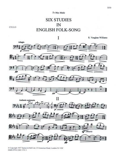6 Studies in English Folk Songfor cello