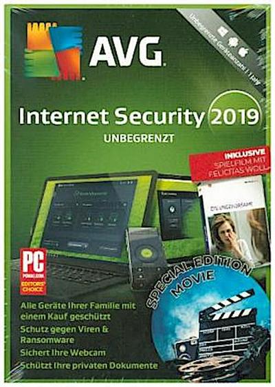 AVG Internet Security unbegrenzt 2019, 1 DVD-ROM (Special Edition)