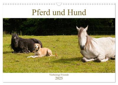 Pferd und Hund - Vierbeinige Freunde (Wandkalender 2025 DIN A3 quer), CALVENDO Monatskalender