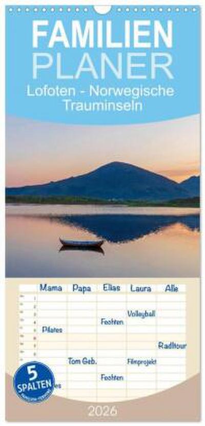 Familienplaner 2026 - Lofoten - Norwegische Trauminseln mit 5 Spalten (Wandkalender, 21 x 45 cm) CALVENDO
