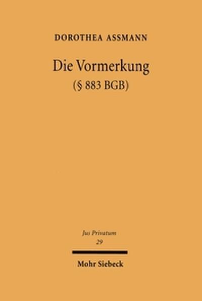 Die Vormerkung (§ 883 BGB)