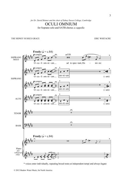 Eric Whitacre, Oculi OmniumSATB a Cappella