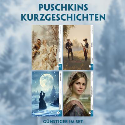 4 Puschkins Kurzgeschichten (4 Bücher + Audio-Online) - Frank-Lesemethode - Kommentierte zweisprachige Ausgabe Russisch-Deutsch