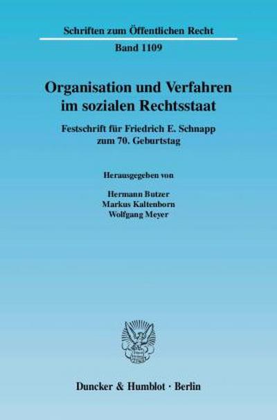 Organisation und Verfahren im sozialen Rechtsstaat
