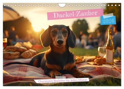 Dackel Zauber - Charmante Begleiter für jeden Monat (Wandkalender 2026 DIN A4 quer), CALVENDO Monatskalender