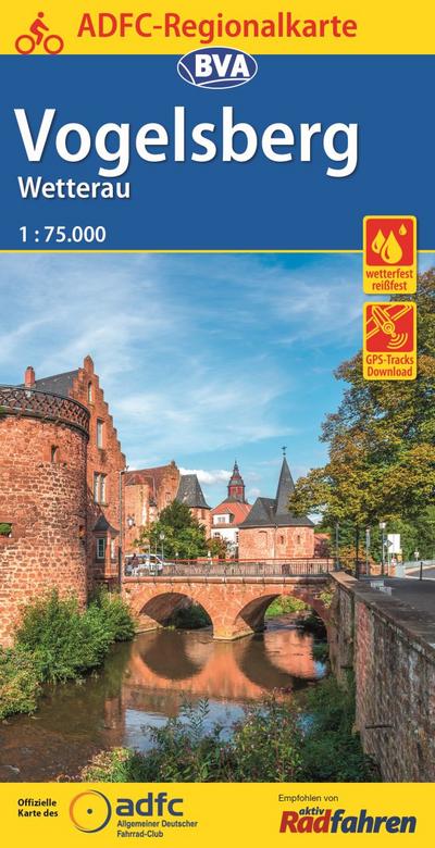 ADFC Regionalkarte Vogelsberg Wetterau mit Tagestouren-Vorschlägen, 1:75.000, reiß- und wetterfest, GPS-Tracks Download